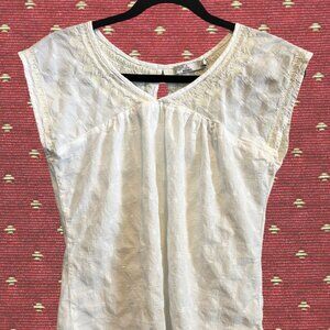 Organic Cotton Prana Embroidered Short Sleeve Blouse Women's Small